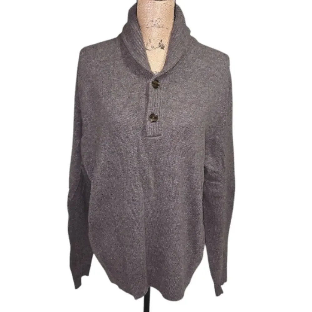 J. Crew Shawl Collar‎ Men's Brown Sweater Lambs Wool Size Large